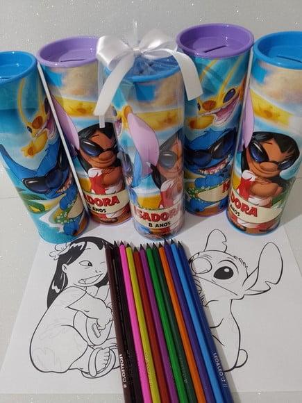 12 Cores Tubo Lata com Kit para Colorir Lilo e Stitch