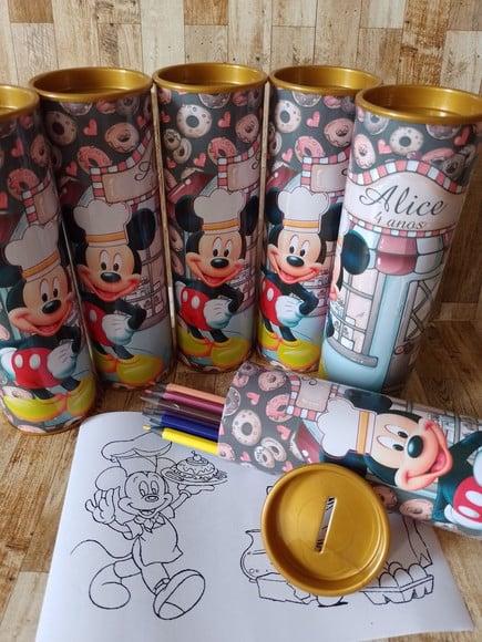 12 Cores Tubo Lata com Kit para Colorir Mickey Confeiteiro