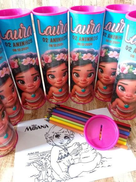 12 Cores Tubo Lata com Kit para Colorir Moana
