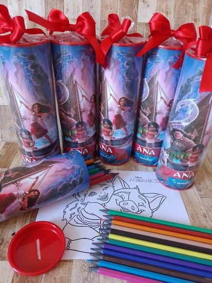 12 Cores Tubo Lata com Kit para Colorir Moana