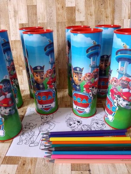 12 Cores Tubo Lata com Kit para Colorir Patrulha Canina