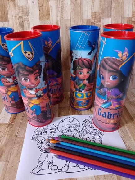 12 Cores Tubo Lata com Kit para Colorir Santiago dos Mares