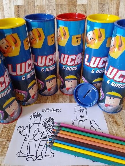 12 Tubos Tubo Lata com Kit para Colorir Roblox