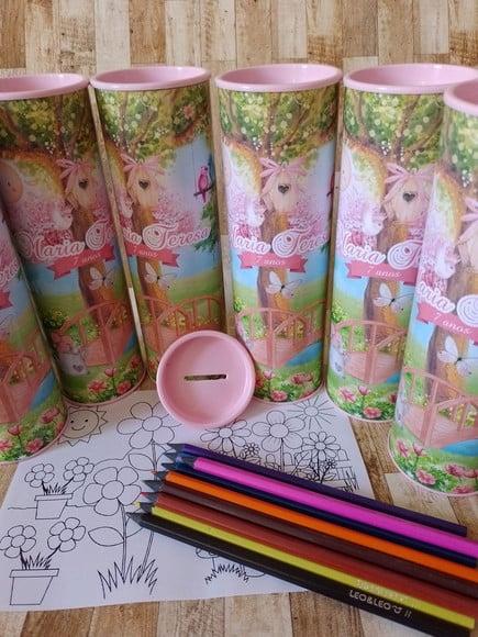 12 Cores Tubo Lata com Kit para Colorirjardim Encantado