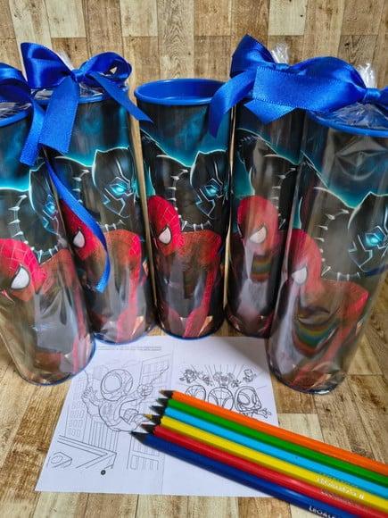 Kit Colorir no Tubo Homem Aranha 6 Lápis de Cores