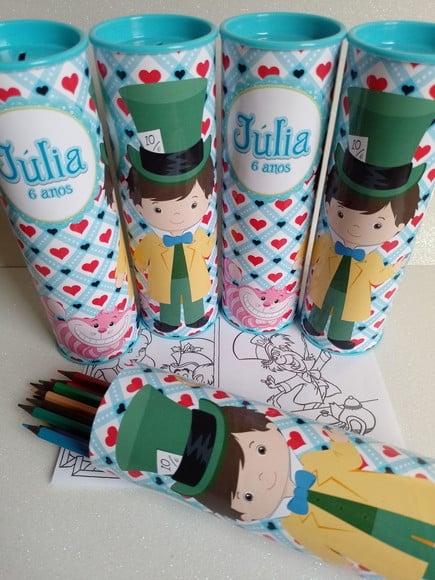 Tubo Lata com Kit para Colorir Alice