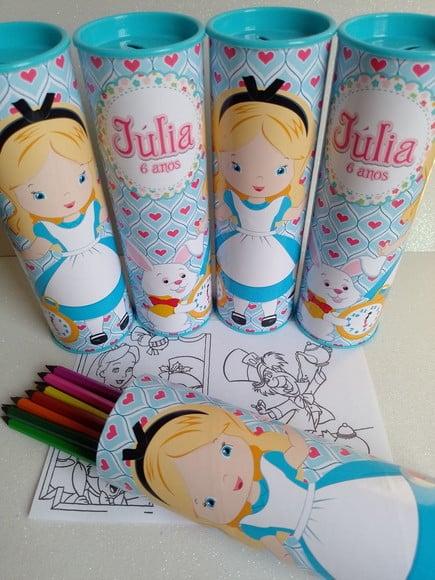 Tubo Lata com Kit para Colorir Alice