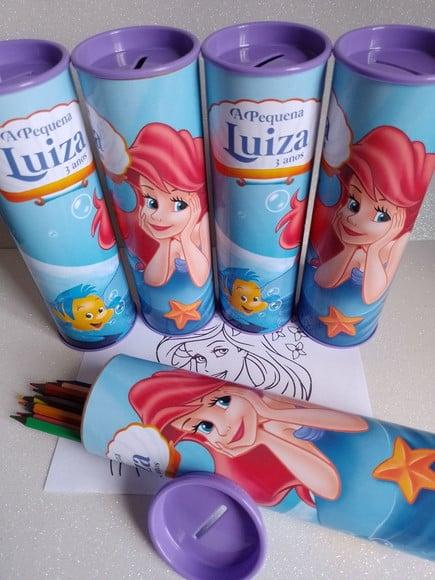 Tubo Lata com Kit para Colorir Pequena Sereia