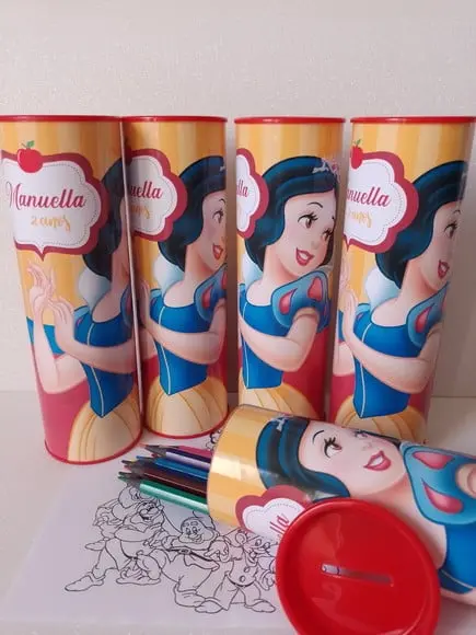 12 Cores Tubo Lata com Kit para Colorir Branca de Neve