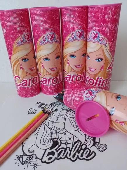 12 Cores Tubo Lata com Kit para Colorir Barbie