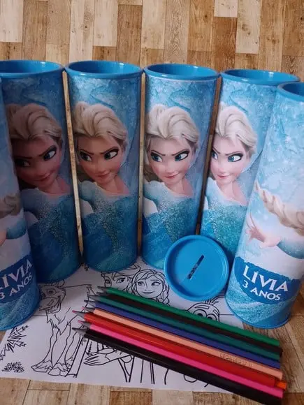12 Cores Tubo Lata com Kit para Colorir Frozen