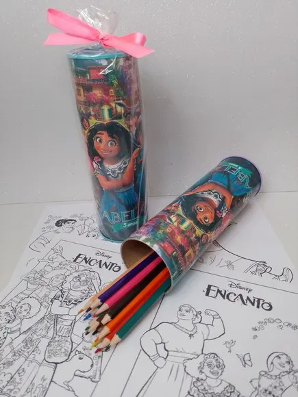 12 Cores Tubo Lata com Kit para Colorir Encanto