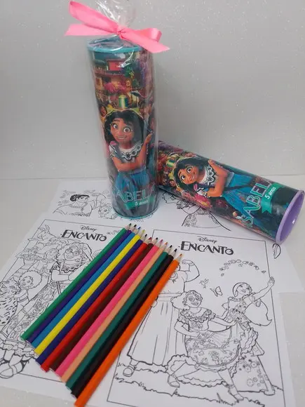 12 Cores Tubo Lata com Kit para Colorir Encanto