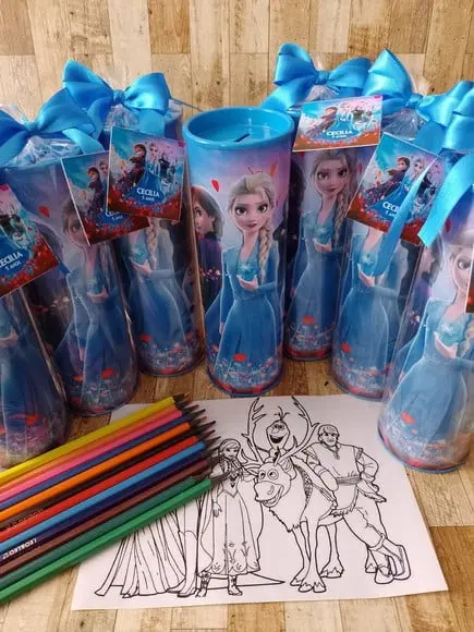 12 Cores Tubo Lata com Kit para Colorir Frozen