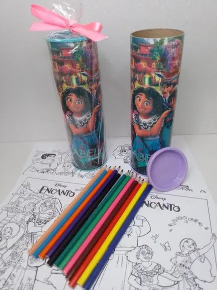 12 Cores Tubo Lata com Kit para Colorir Encanto