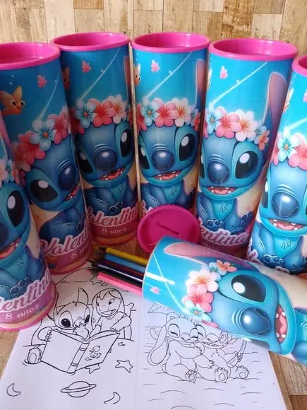 12 Cores Tubo Lata com Kit para Colorir Lilo e Stitch