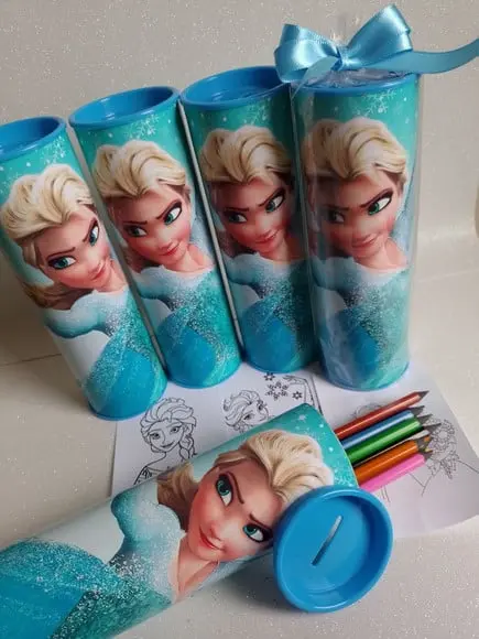 12 Cores Tubo Lata com Kit para Colorir Frozen