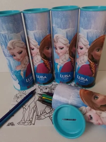 12 Cores Tubo Lata com Kit para Colorir Frozen