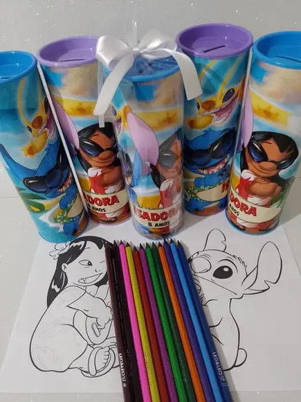 12 Cores Tubo Lata com Kit para Colorir Lilo e Stitch