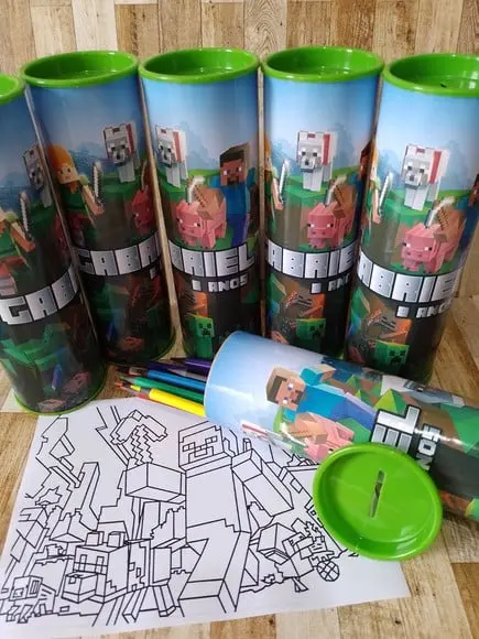 12 Cores Tubo Lata com Kit para Colorir Minecraft