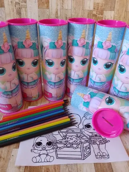 12 Cores Tubo Lata com Kit para Colorir Lol Unicórnio