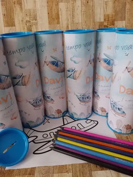 12 Cores Tubo Lata com Kit para Colorir o Aviador