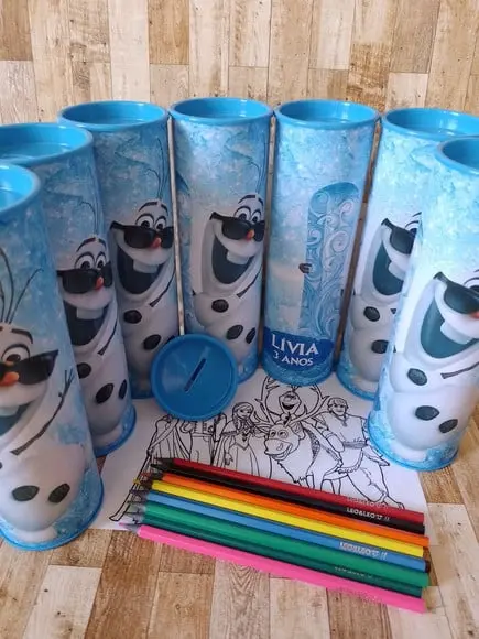 12 Cores Tubo Lata com Kit para Colorir Olaf