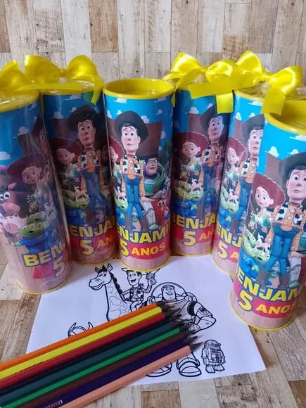 12 Cores Tubo Lata com Kit para Colorir Toy Story