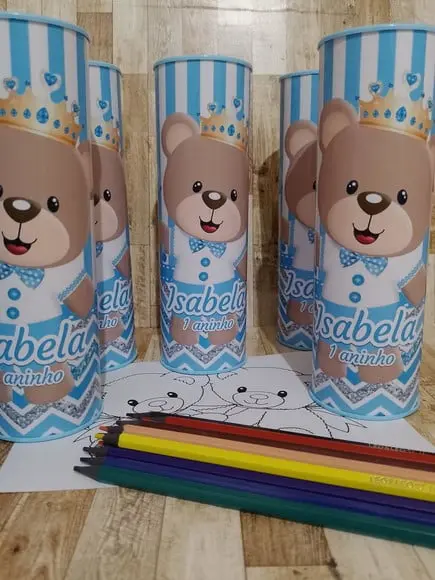 12 Cores Tubo Lata com Kit para Colorir Urso Príncipe