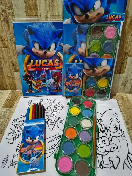 Kit Colorir Aquarela Sonic