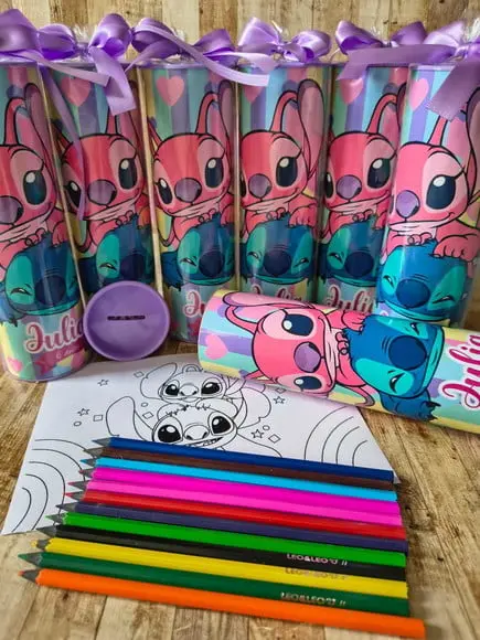 Kit Colorir no Tubo Lilo e Stick 12 Lápis de Cores