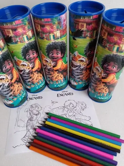 Tubo Lata com Kit para Colorir Encanto