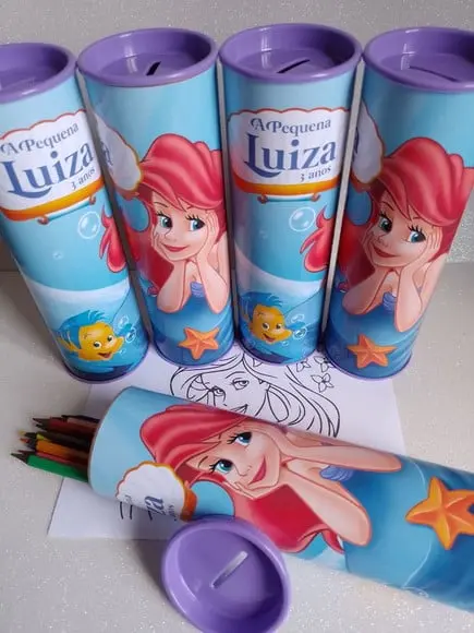 Tubo Lata com Kit para Colorir Pequena Sereia
