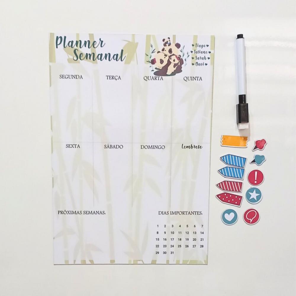 Planner semanal com imã para geladeira