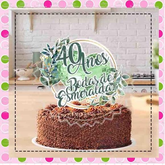 Topo de Bolo Bodas de Esmeralda