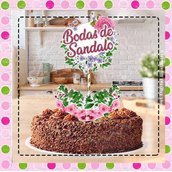Topo de Bolo Bodas de Sândalo ou Lilás