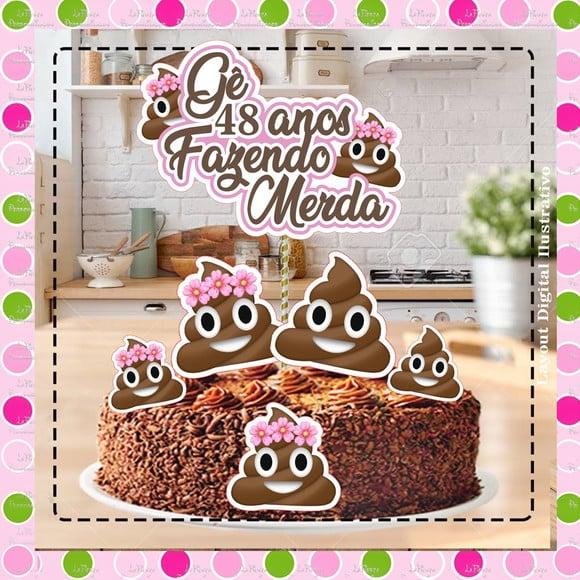 Topo de Bolo Emoji Fazendo Merda