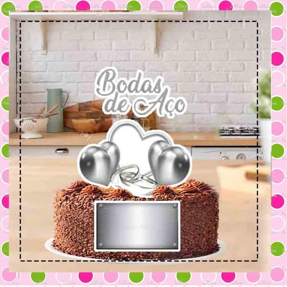 Topo de Bolo Bodas de Aço