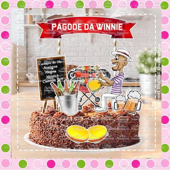 Topo de Bolo Pagode com Churrasco