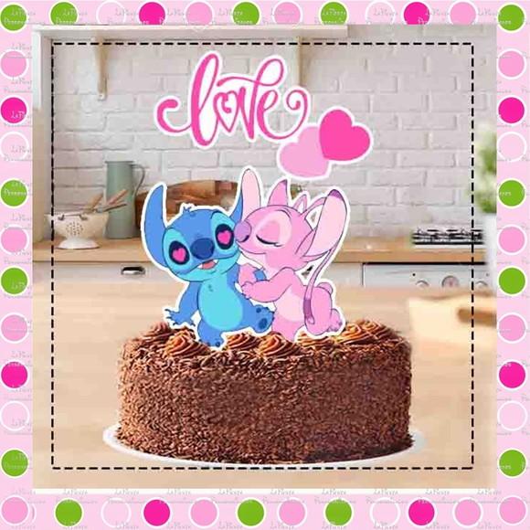 Topo de Bolo Stitch e Angel