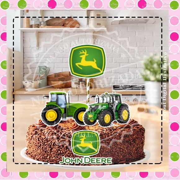 Topo de Bolo Trator Verde John Deere