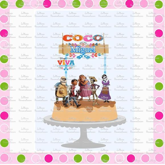 Topo de Bolo Coco Viva a vida é uma festa