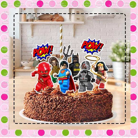 Topo de Bolo Lego Liga da Justiça