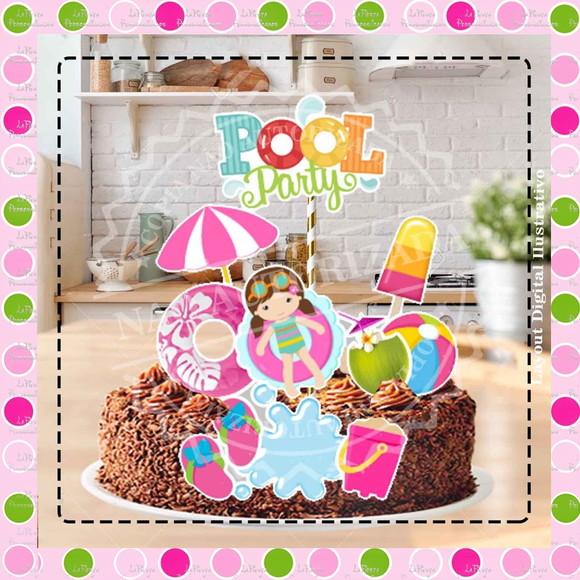 Topo de Bolo Pool Party