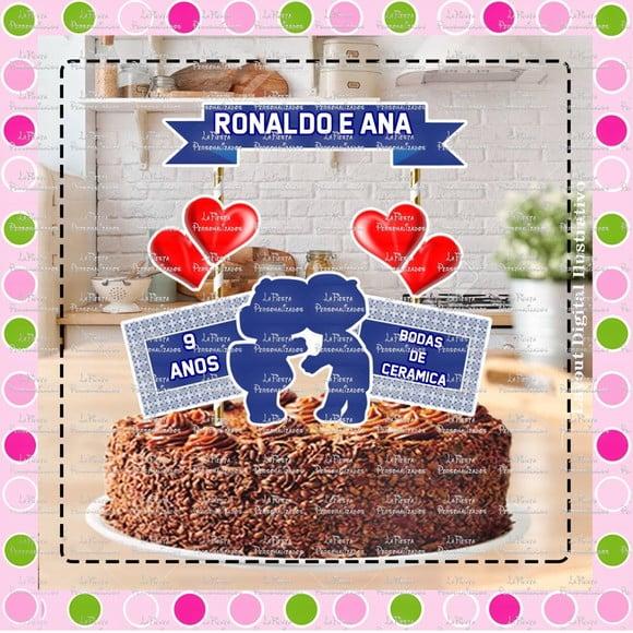 Topo de Bolo Bodas de Ceramica