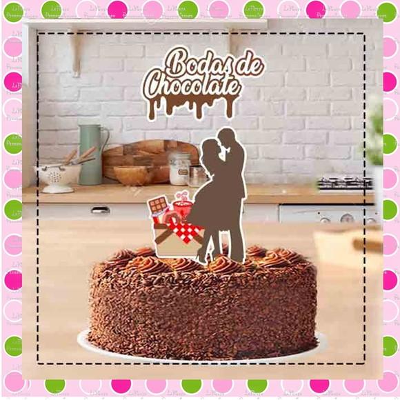 Topo de Bolo Bodas de Chocolate