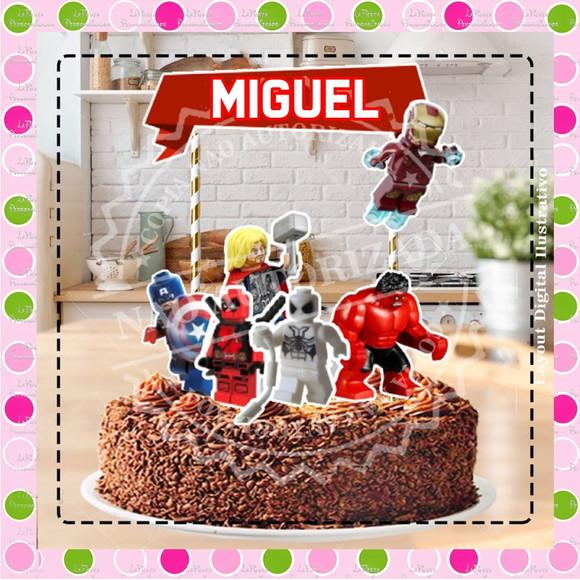 Topo de Bolo Lego Marvel