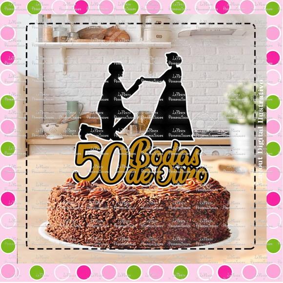 Topo de Bolo Bodas de Ouro