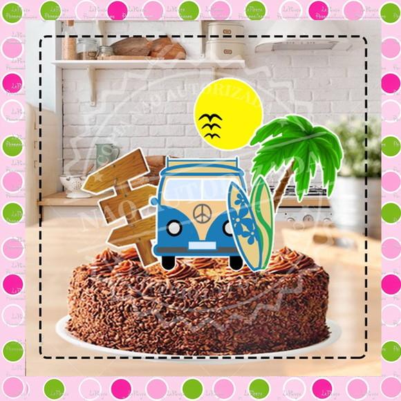 Topo de Bolo Praia / Surf / Kombi