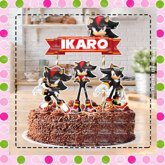 Topo de Bolo Shadow The Hedgehog